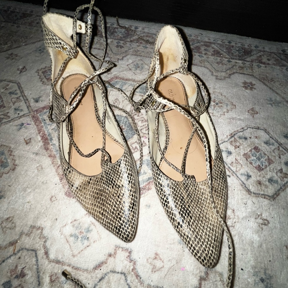 Old Navy Snakeskin Lace-Up Heels